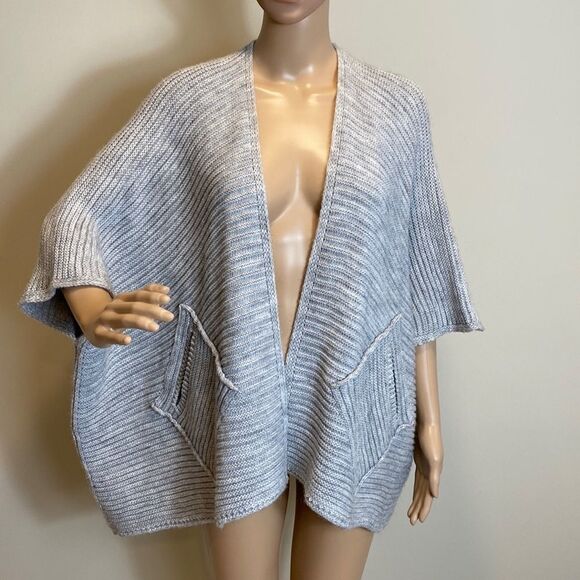 Coco Gio Italian gray rib knit cape cardigan One Size - Picture 1 of 8